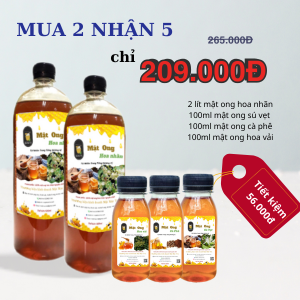 Combo mua 2 nhận 5 mật ong hoa nhãn nguyên chất